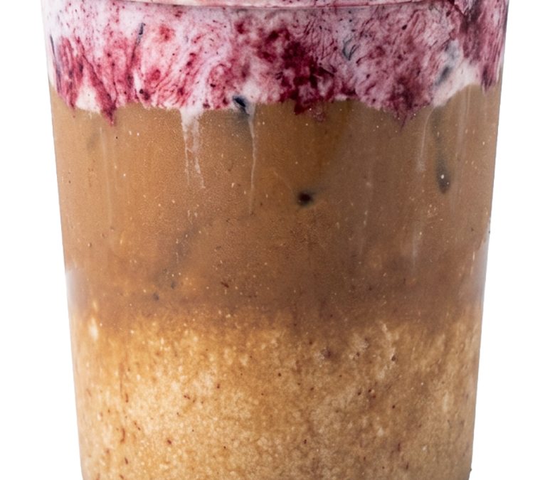 Huckleberry Matcha Latte at Vivid Minds Cafe